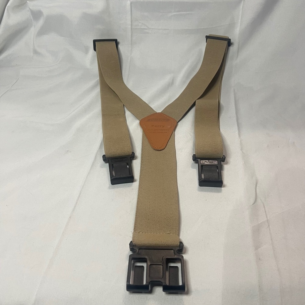 Dickies Perry Suspenders Mens Tan Elastic Y-Back Adjustable Belt Clip‎ On Tan